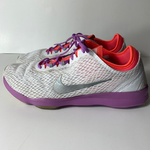 Nike Training Zoom Fit Sneakers Shoes Size 11 Womens White Purple Orange - Picture 5 of 11